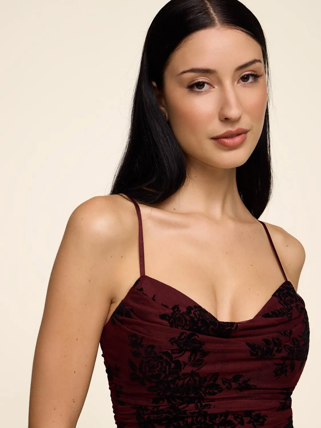 Mesh Gown With Velvet Florals sold by Suzy Shier product image thumbnail 5