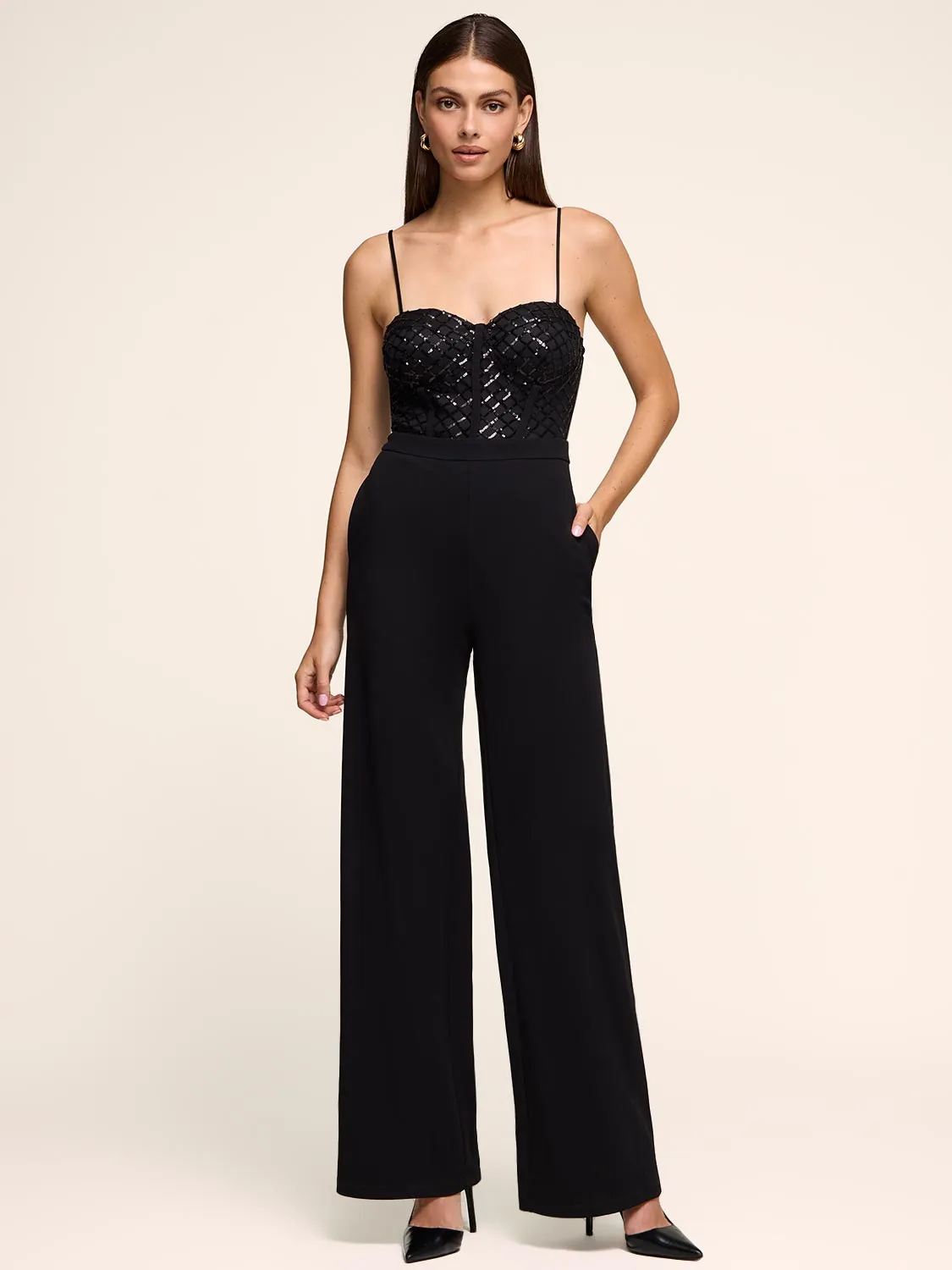 Sequin Bustier Wide-Leg Jumpsuit sold by Suzy Shier