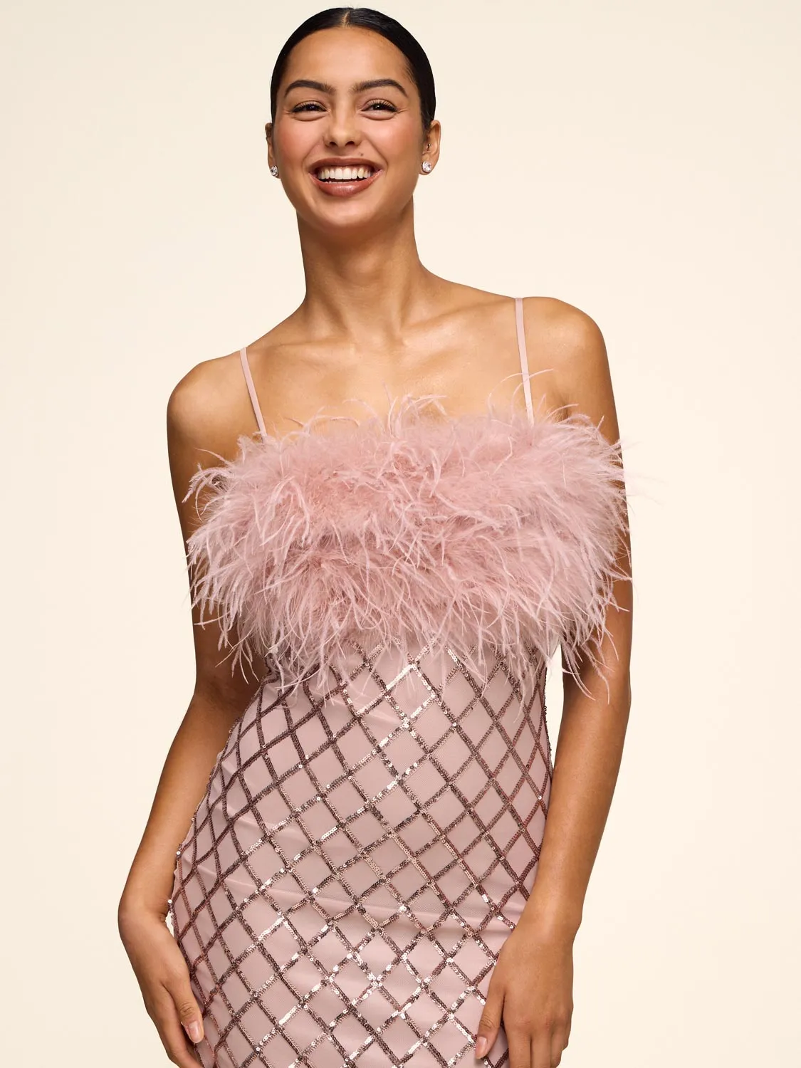 Sequin Midi Dress With Feather Trim sold by Suzy Shier product image thumbnail 3