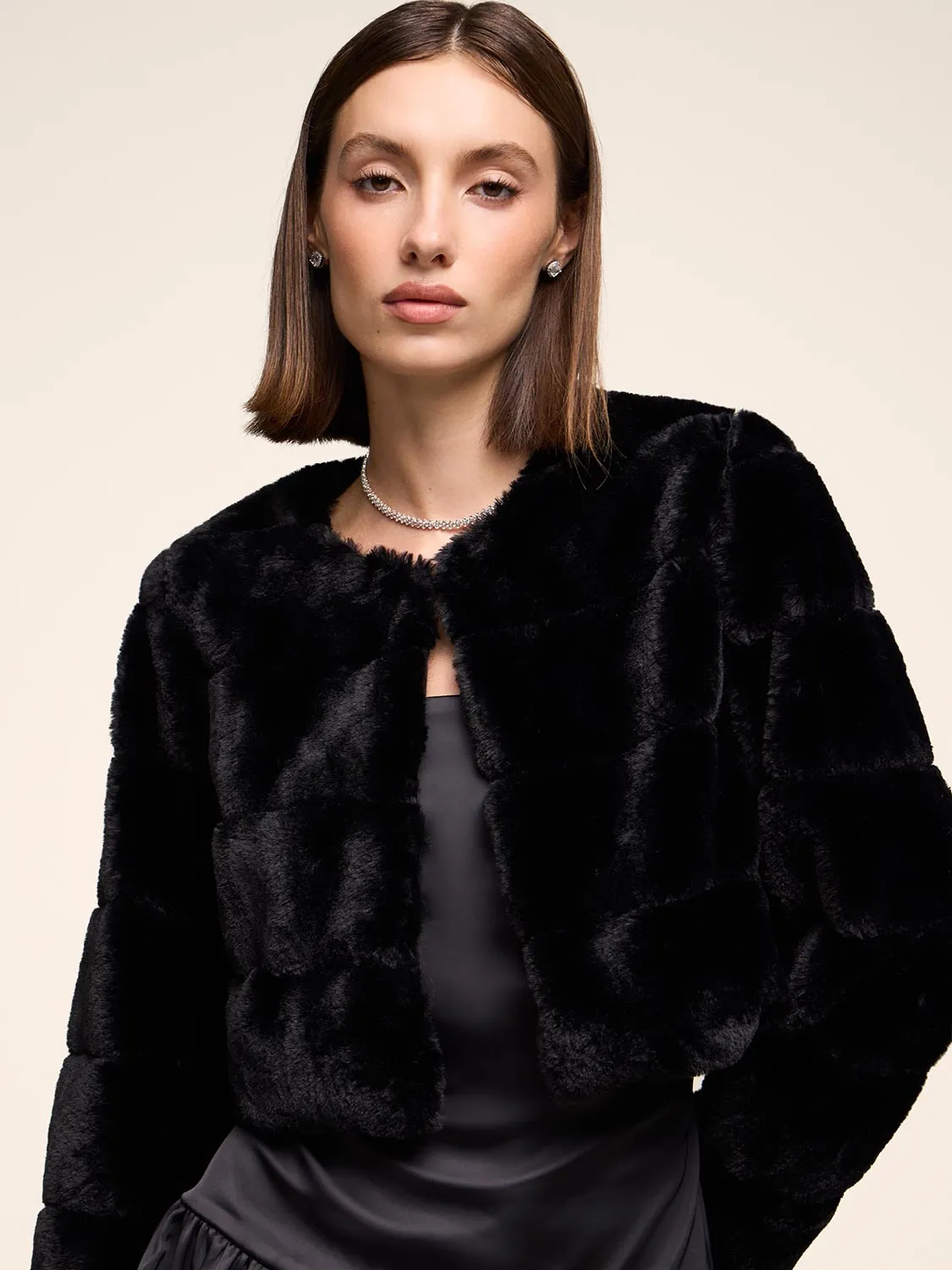 Striped Faux-Fur Bolero sold by Suzy Shier