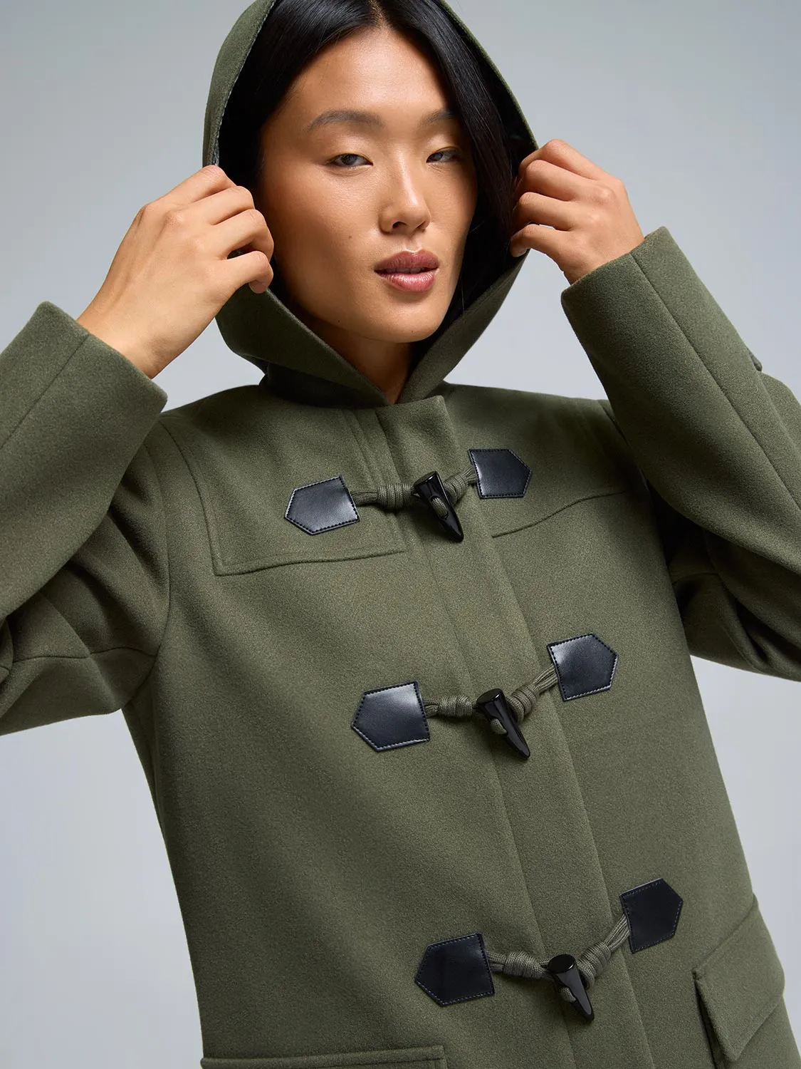 Hooded Faux Wool Trench Coat sold by Suzy Shier product image thumbnail 4