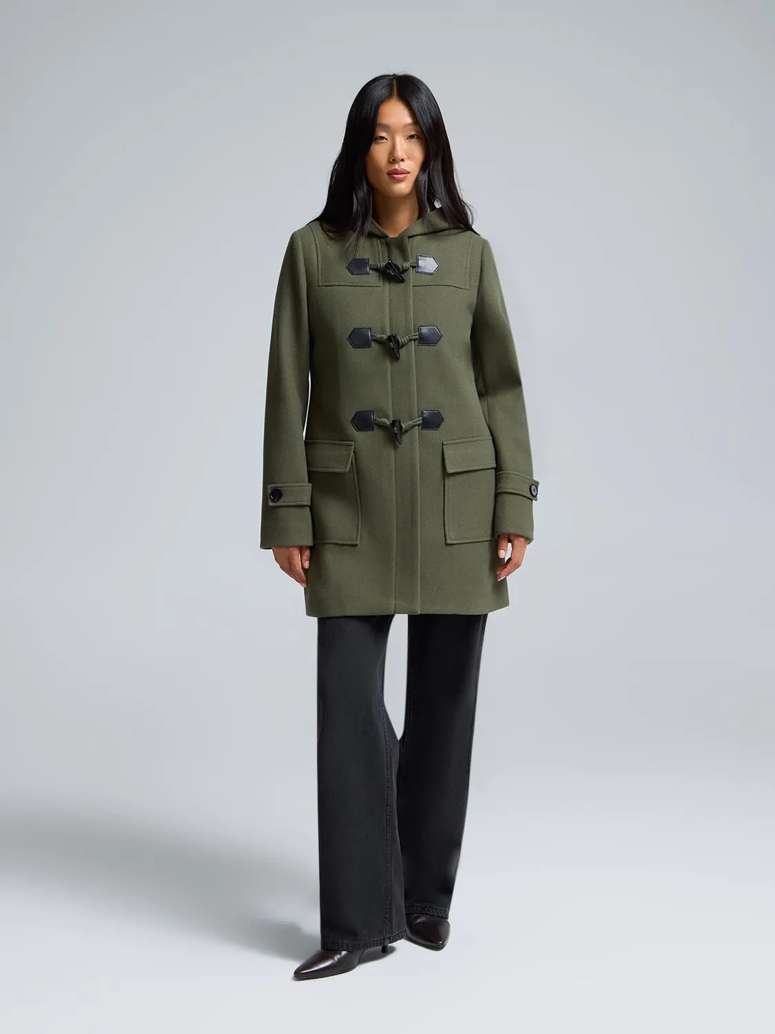 Hooded Faux Wool Trench Coat sold by Suzy Shier product image thumbnail 2