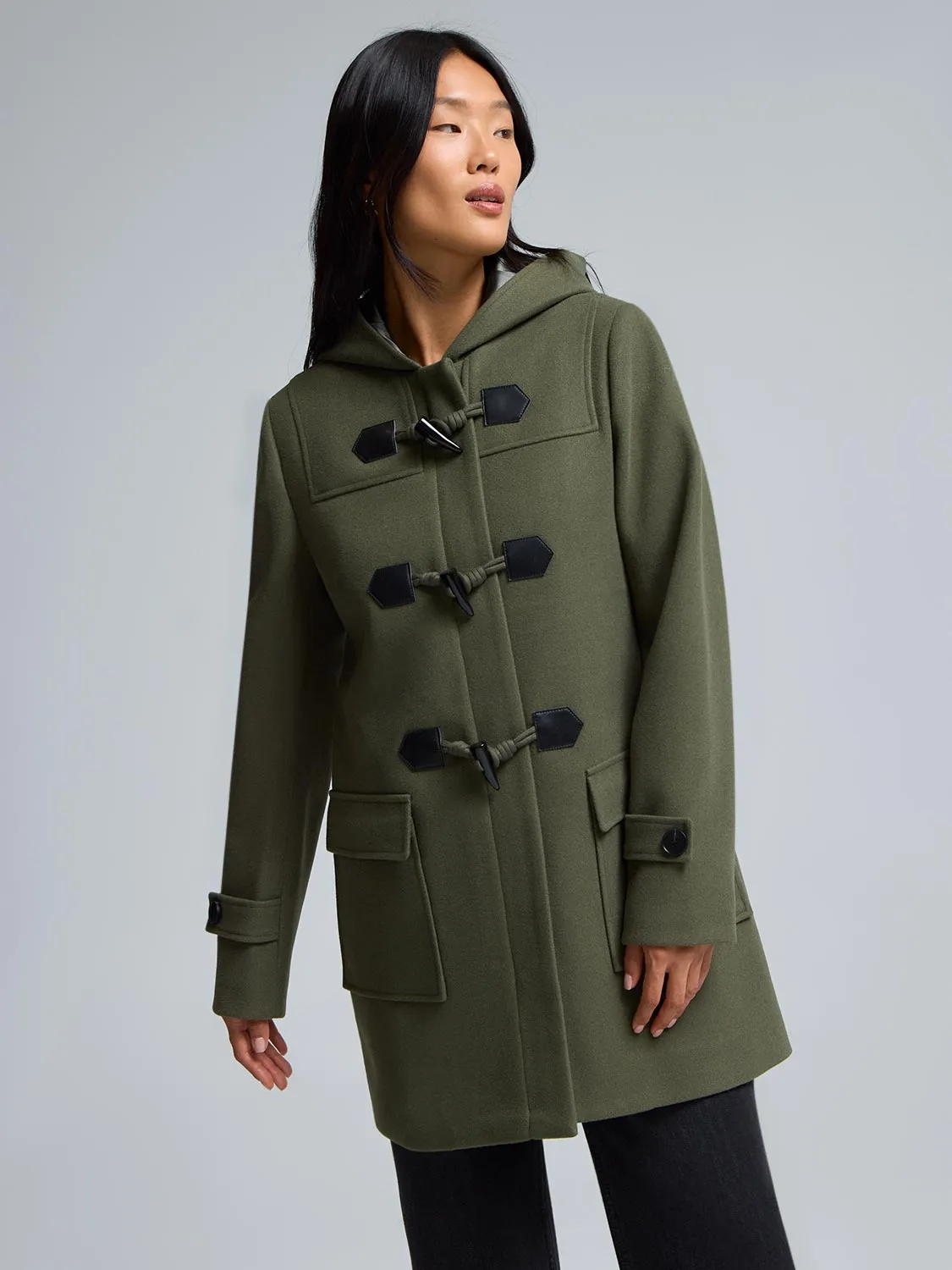 Hooded Faux Wool Trench Coat sold by Suzy Shier product image thumbnail 3