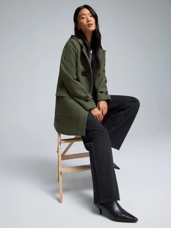 Hooded Faux Wool Trench Coat sold by Suzy Shier