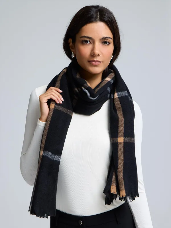Soft Brushed Grid Scarf sold by Suzy Shier