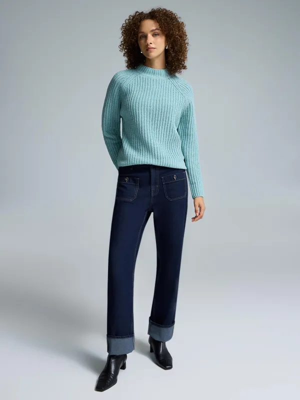 Mock Neck Shaker Stitch Sweater sold by Suzy Shier