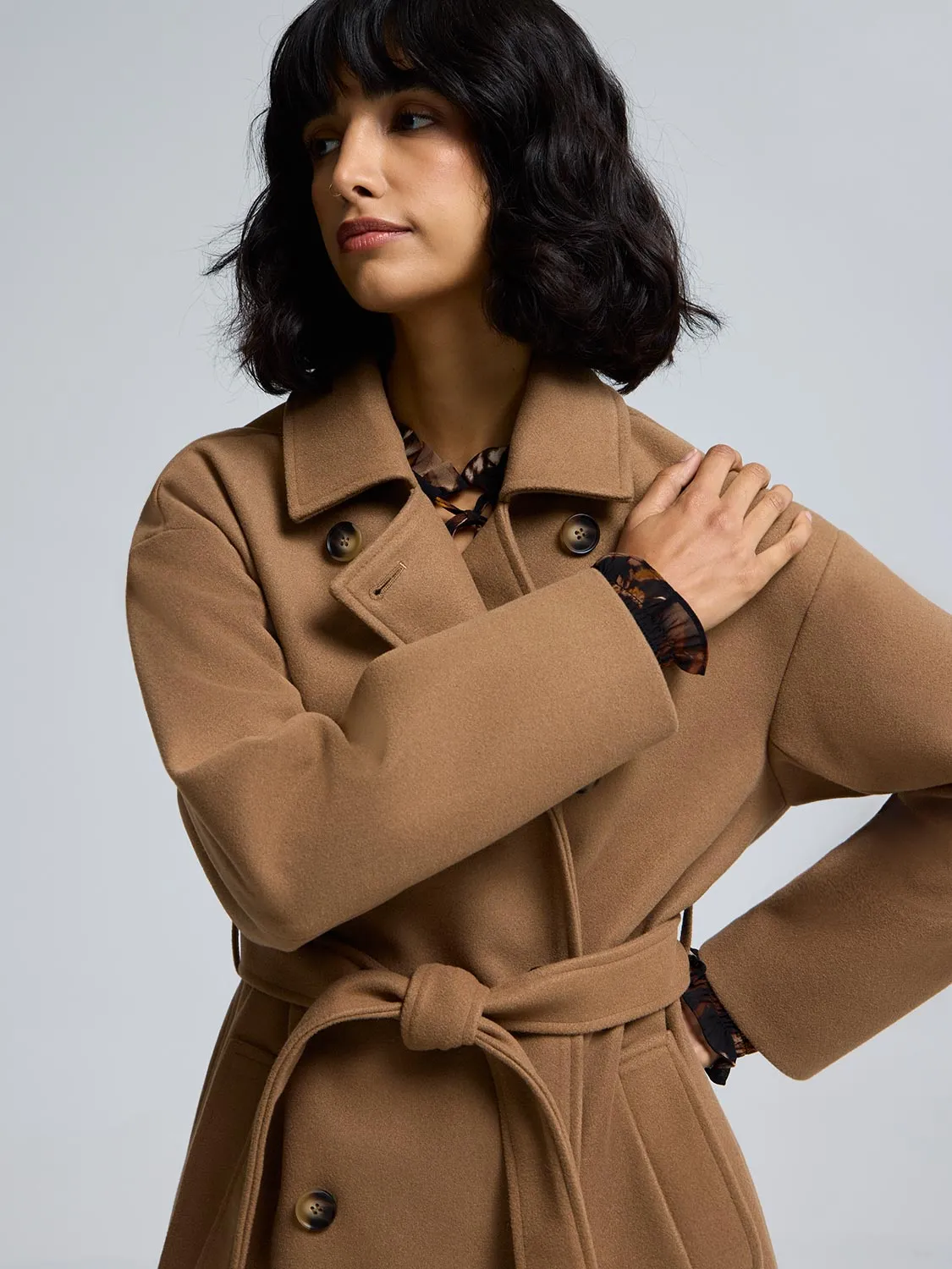 Faux Wool Trench Coat sold by Suzy Shier product image thumbnail 3