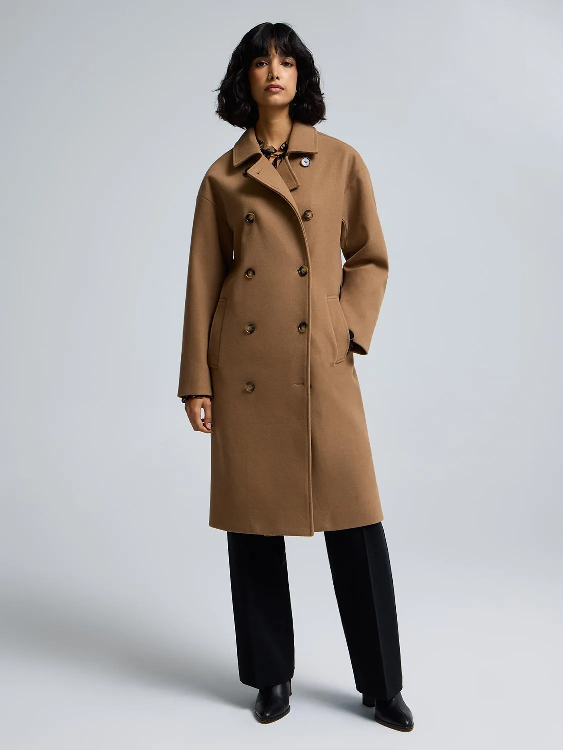 Faux Wool Trench Coat sold by Suzy Shier product image thumbnail 4