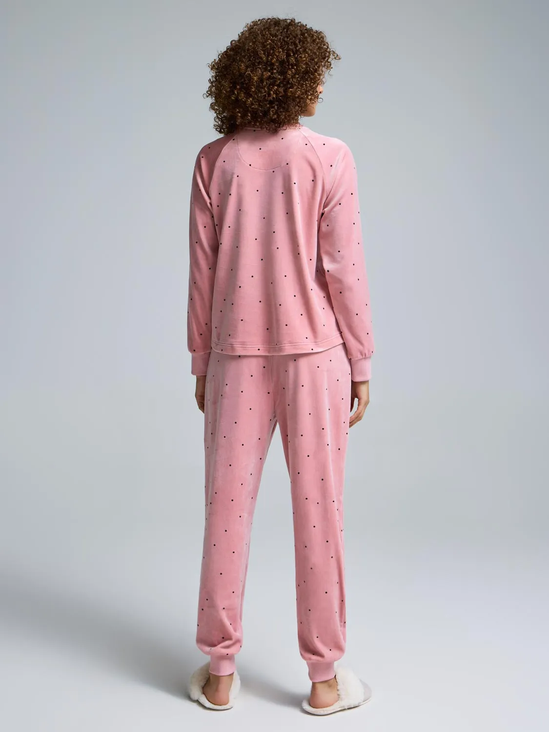 Polka Dot Velour Pajama Set sold by Suzy Shier product image thumbnail 3