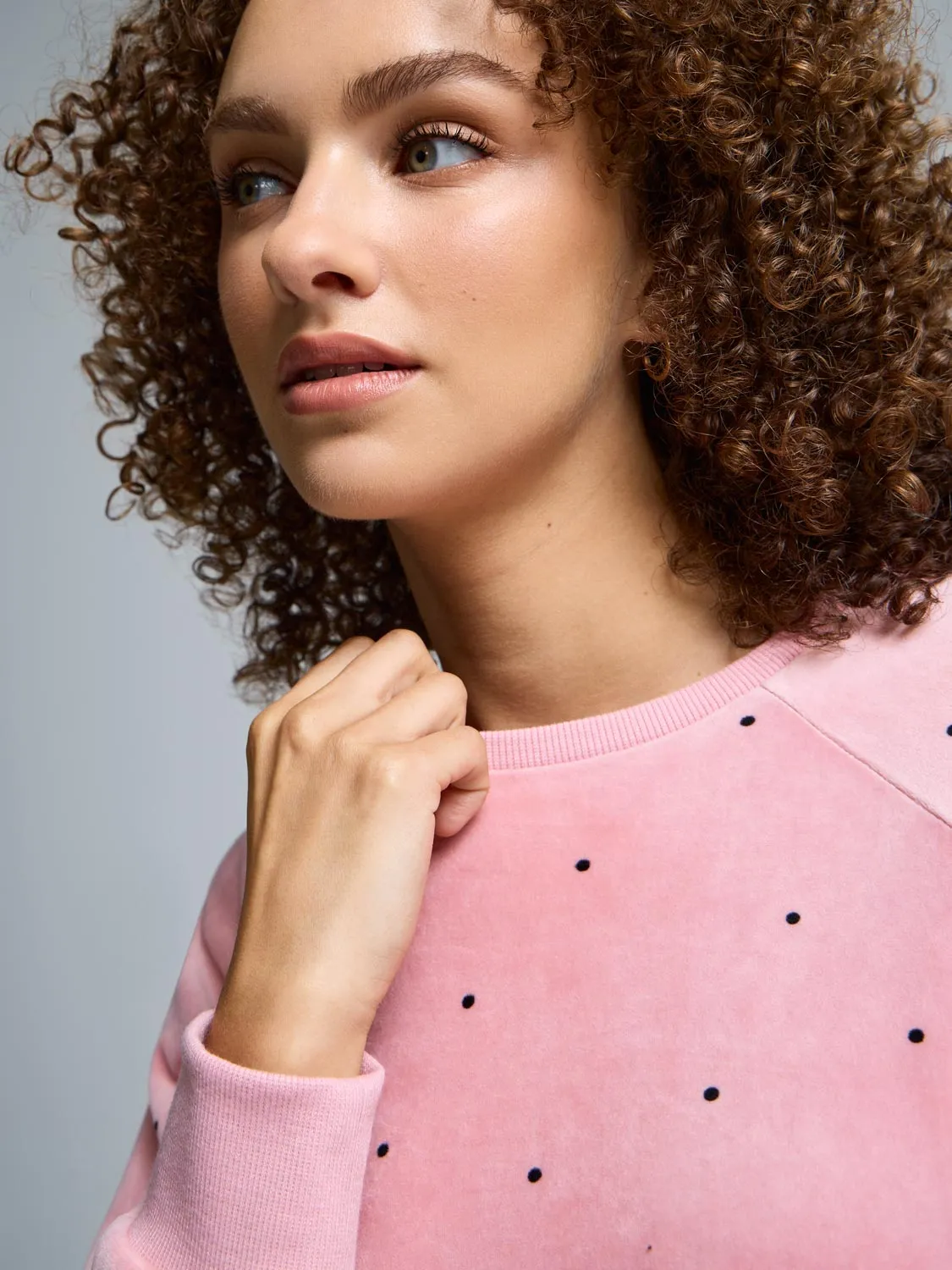 Polka Dot Velour Pajama Set sold by Suzy Shier product image thumbnail 4