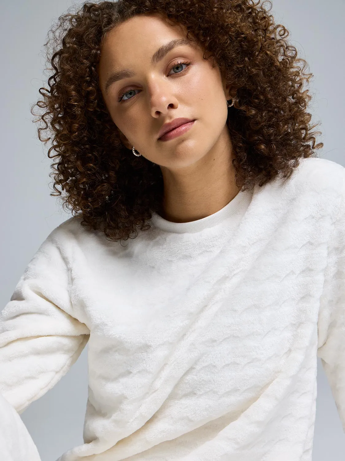 Houndstooth Print Plush Pajama Set sold by Suzy Shier product image thumbnail 4