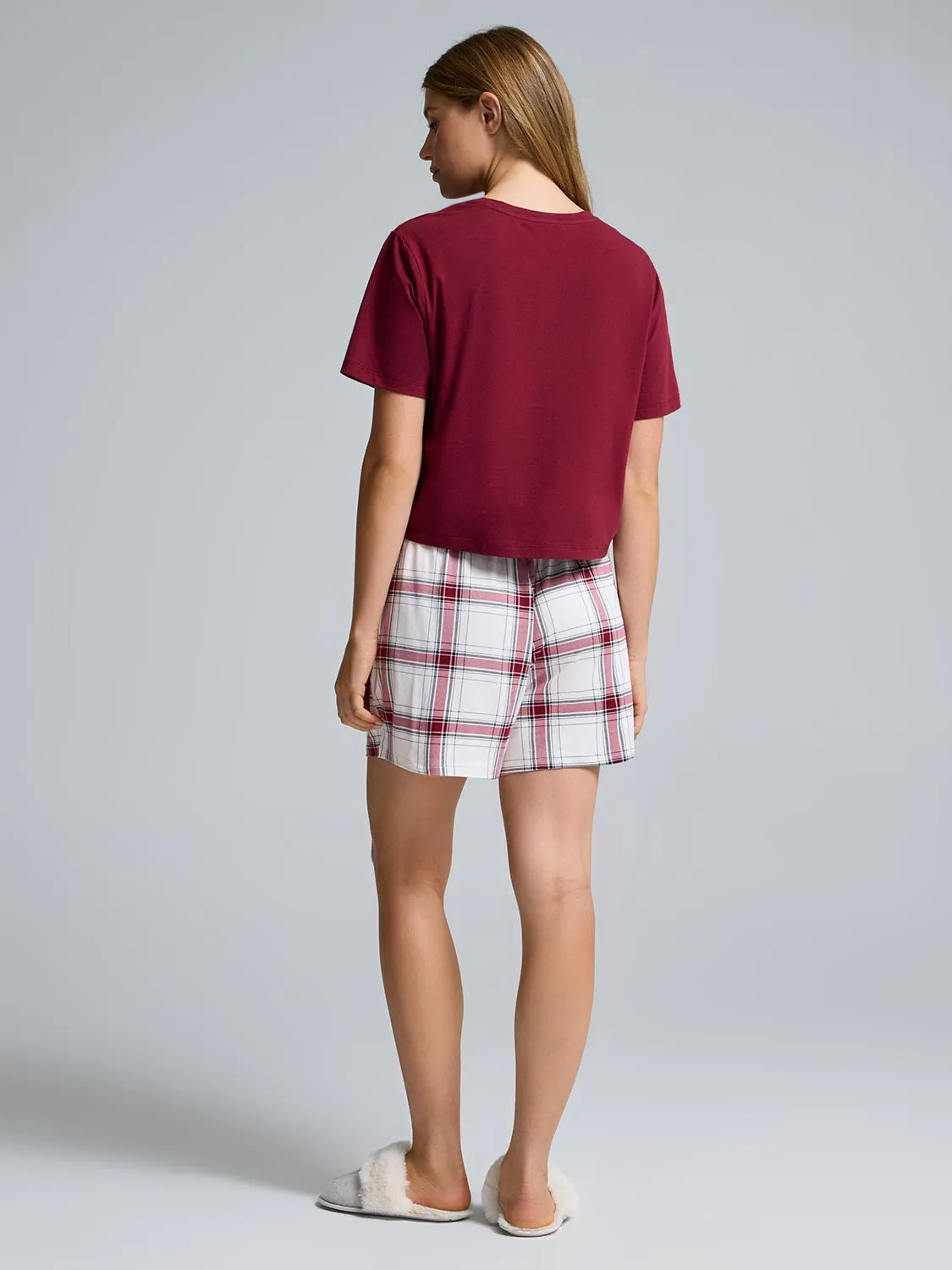 Plaid Print Short Pajama Set sold by Suzy Shier product image thumbnail 4