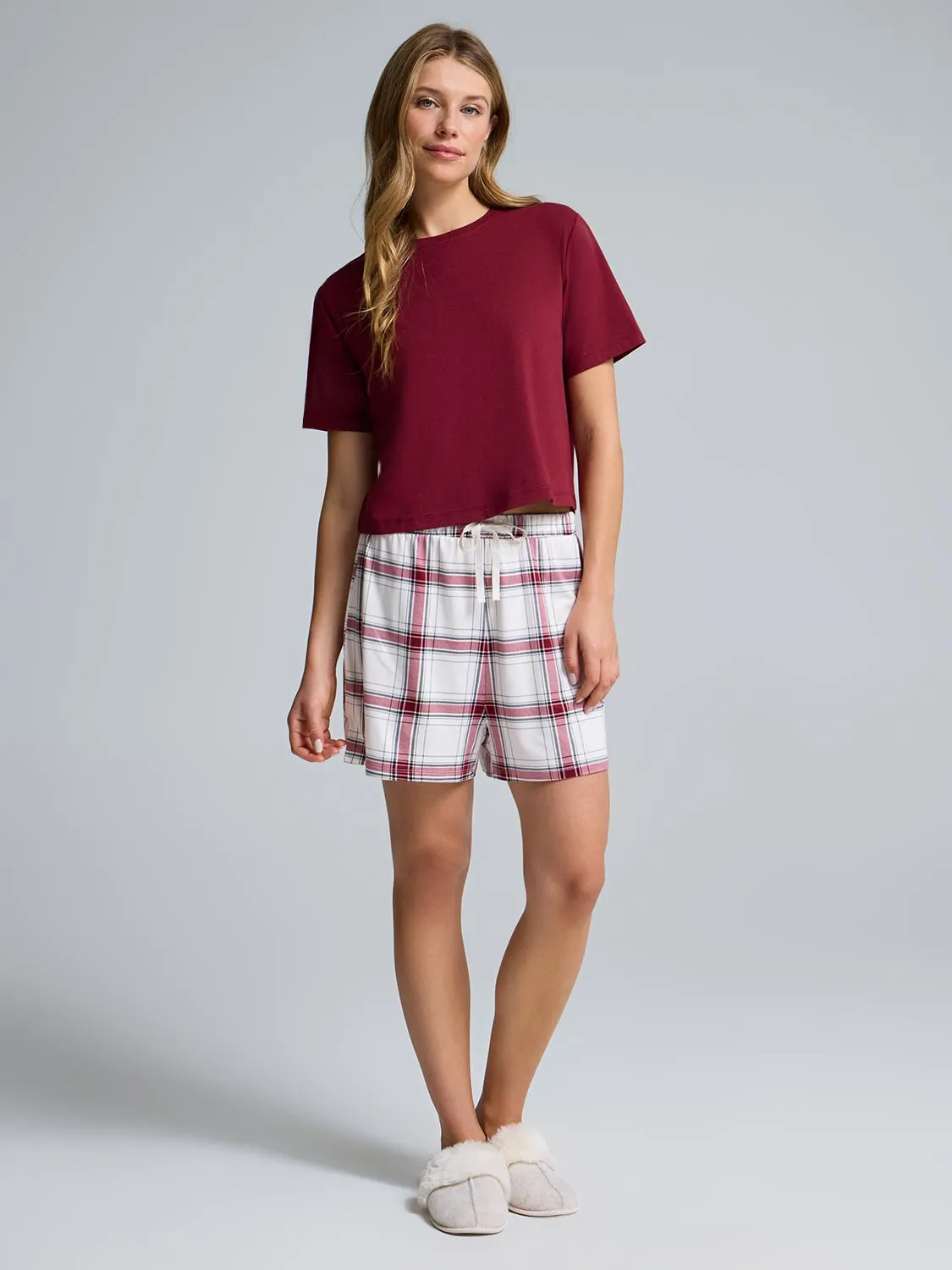 Plaid Print Short Pajama Set sold by Suzy Shier product image thumbnail 5