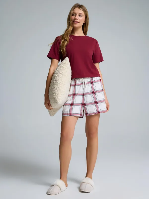 Plaid Print Short Pajama Set sold by Suzy Shier