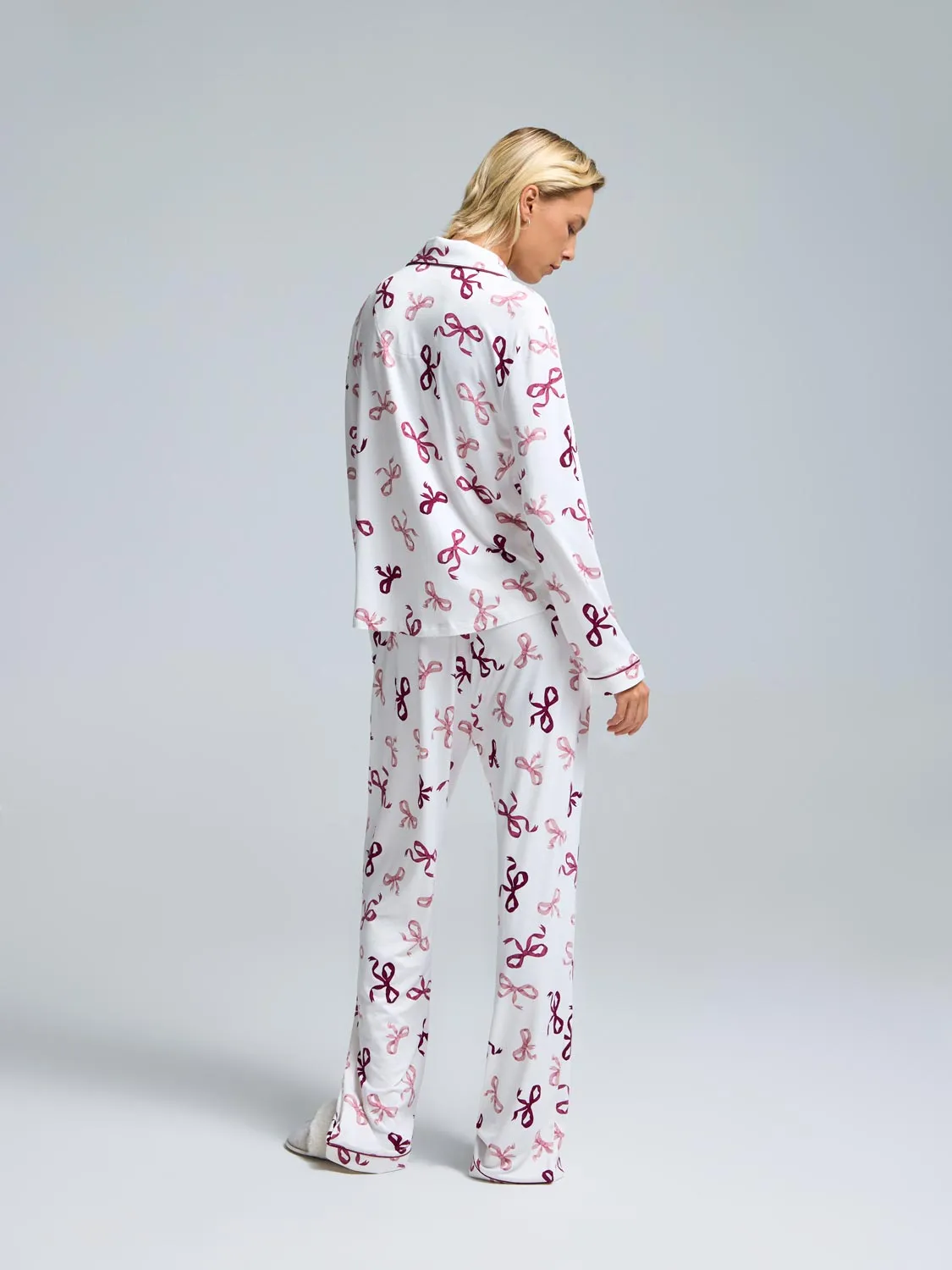 Bow Print Button-Down Pajama Set sold by Suzy Shier product image thumbnail 5
