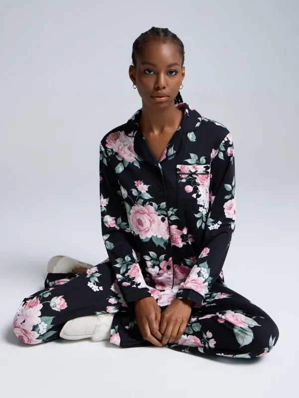 Floral Print Button-Down Pajama Set sold by Suzy Shier