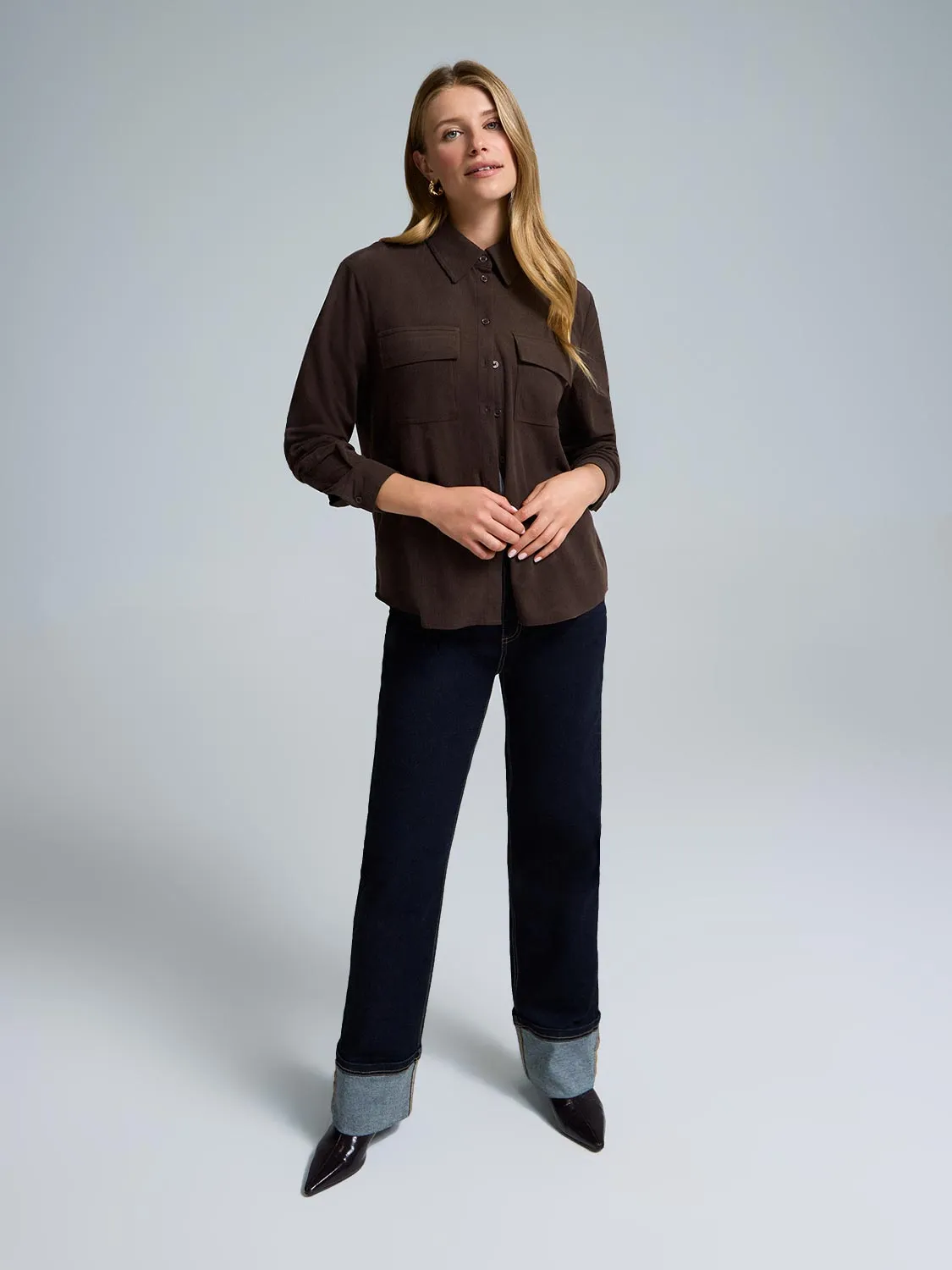 Corduroy Button-Front Blouse sold by Suzy Shier product image thumbnail 2