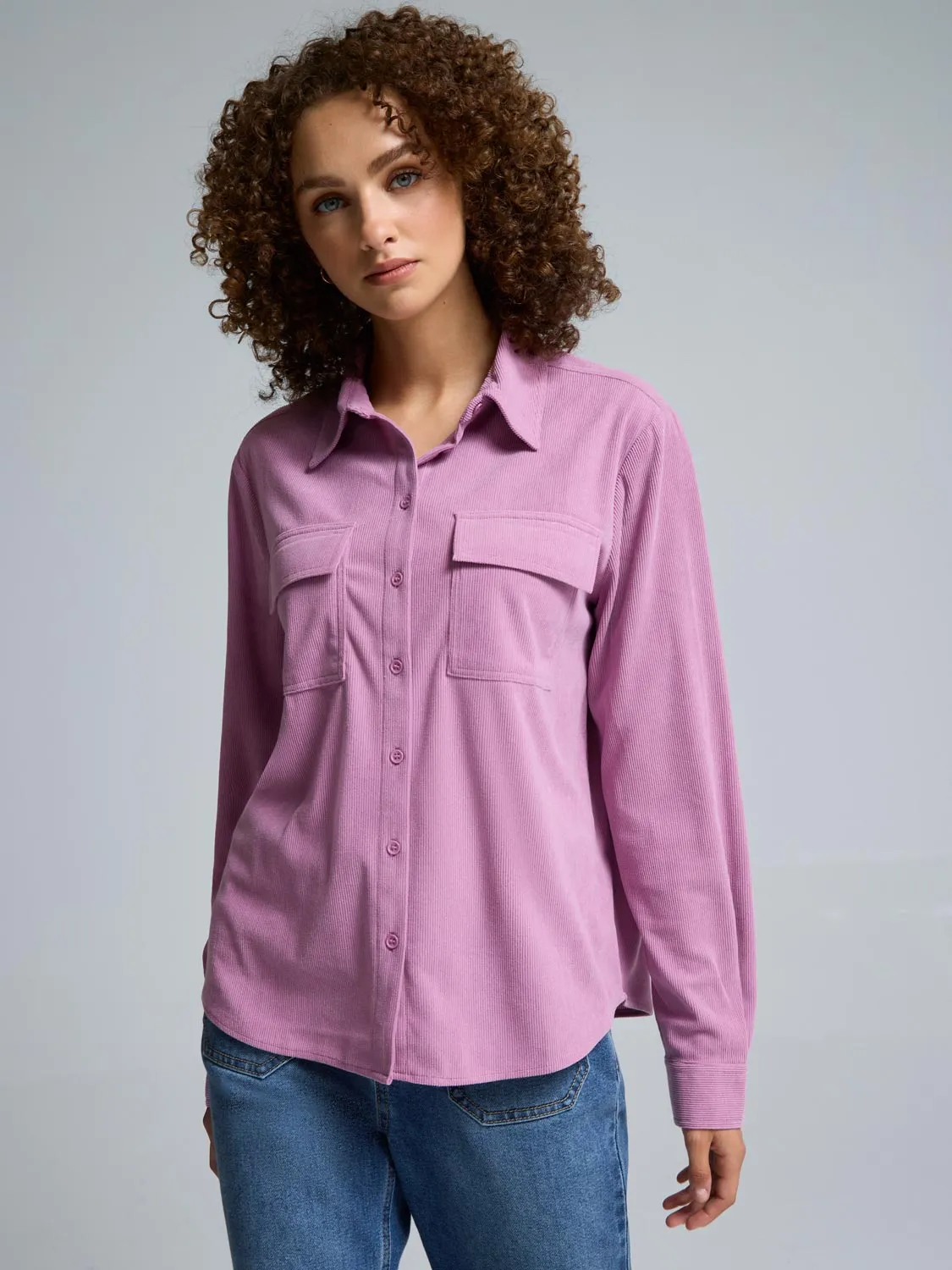 Corduroy Button-Front Blouse sold by Suzy Shier product image thumbnail 5