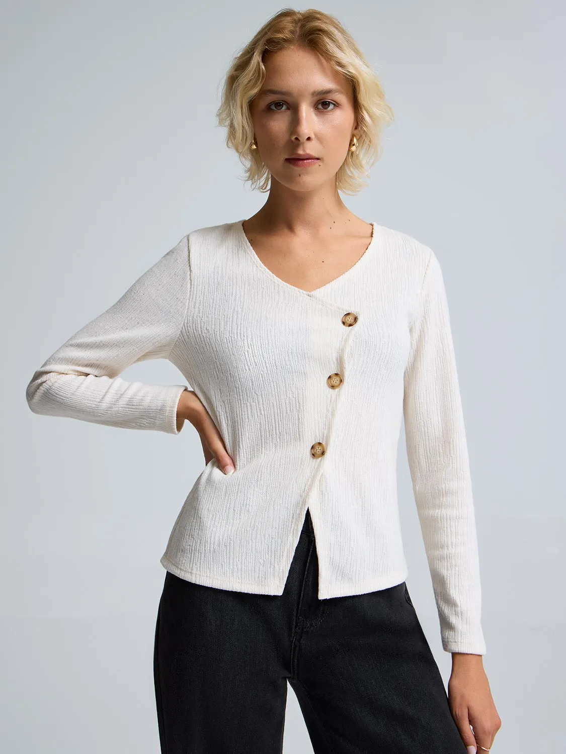 Asymmetrical Textured Cardigan sold by Suzy Shier product image thumbnail 4