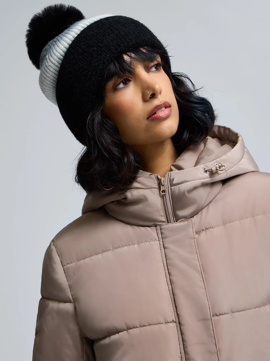 Ombre Knit Hat With Pom Pom sold by Suzy Shier