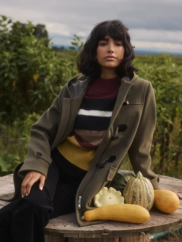 Mock Neck Striped Fuzzy Sweater sold by Suzy Shier