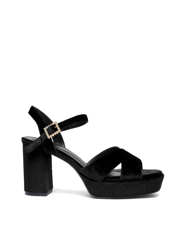 Velvet Block Heel Sandal sold by Suzy Shier