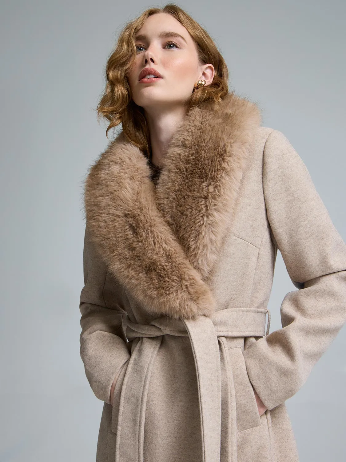 Faux Fur Collar Wrap Coat sold by Suzy Shier product image thumbnail 3