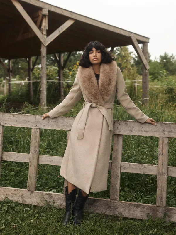 Faux Fur Collar Wrap Coat sold by Suzy Shier