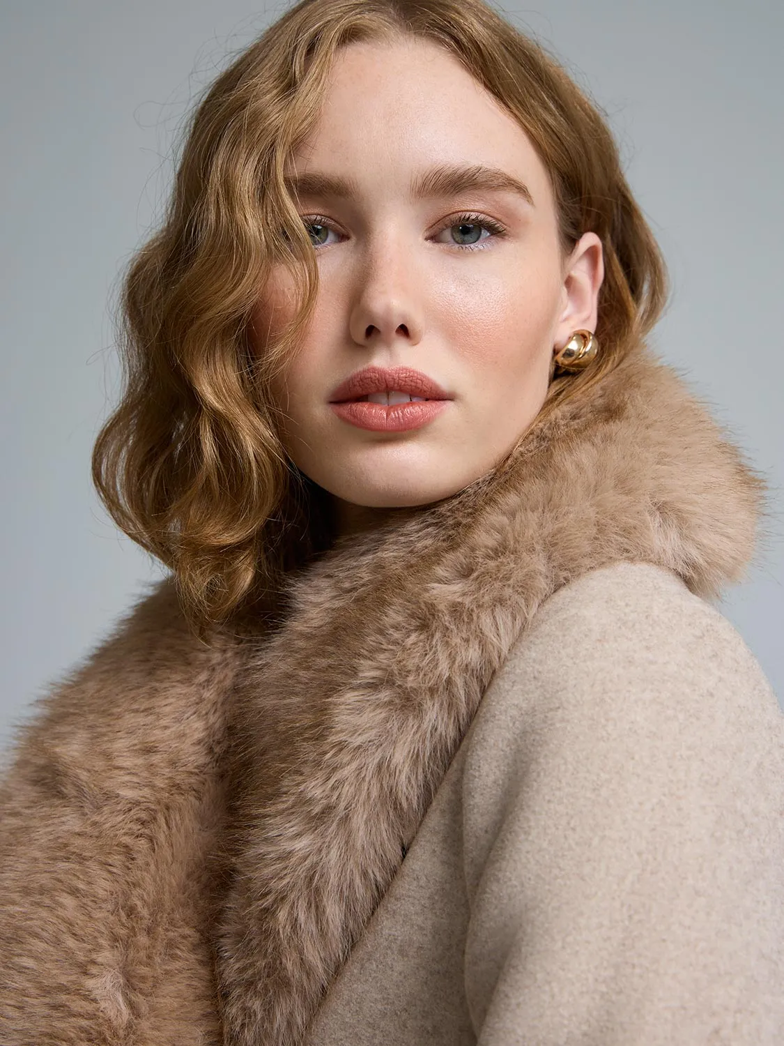 Faux Fur Collar Wrap Coat sold by Suzy Shier product image thumbnail 5