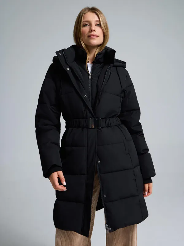 Belted Mid-Length Puffer made by Suzy Shier