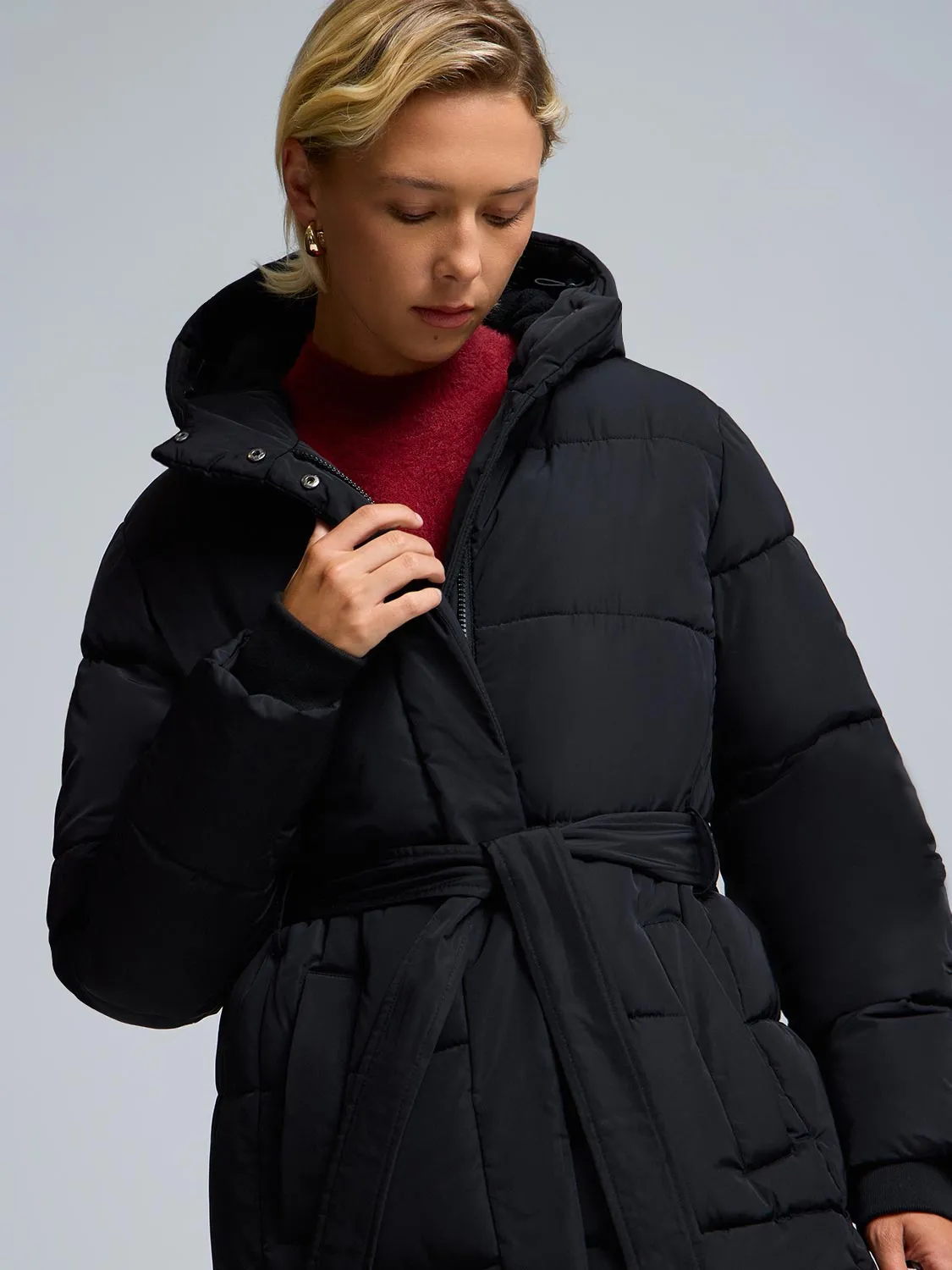 Belted Long Puffer sold by Suzy Shier product image thumbnail 3