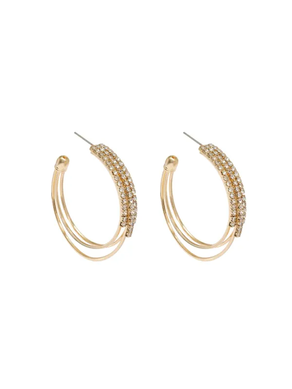 Fanned Hoop Pave Earrings sold by Suzy Shier