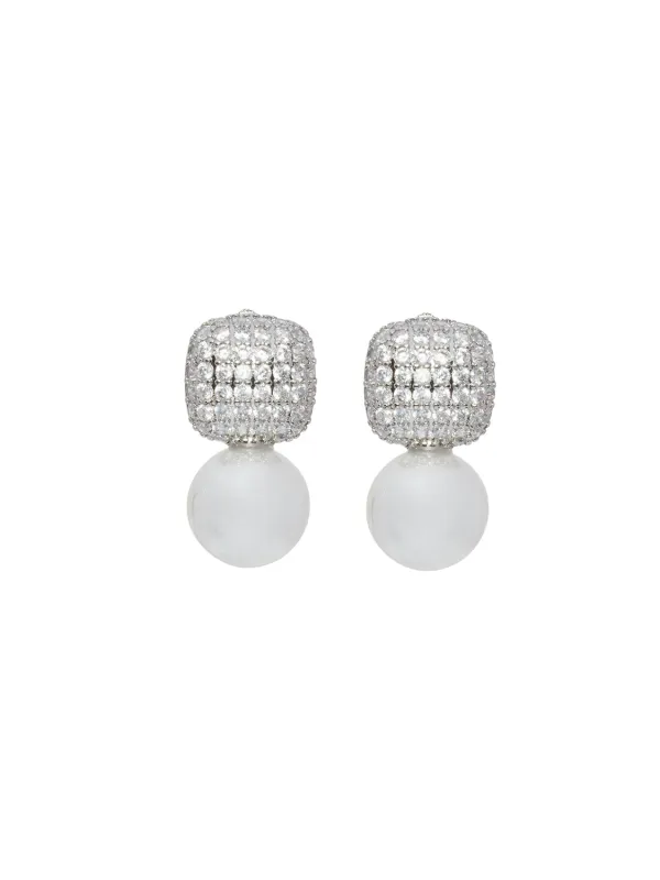 Pearl Drop Pave Earrings sold by Suzy Shier