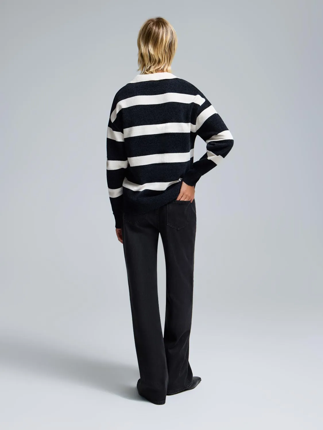 Johnny Collar Striped Chenille Sweater sold by Suzy Shier product image thumbnail 4