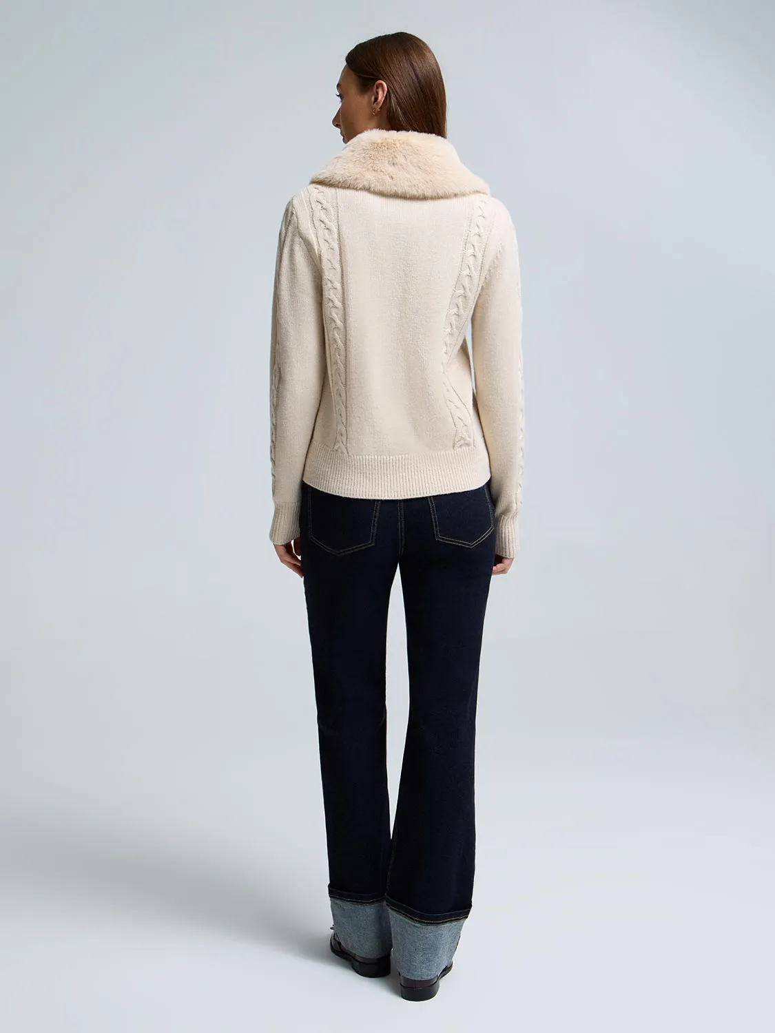 Detachable Faux Fur Collar Cardigan sold by Suzy Shier product image thumbnail 4