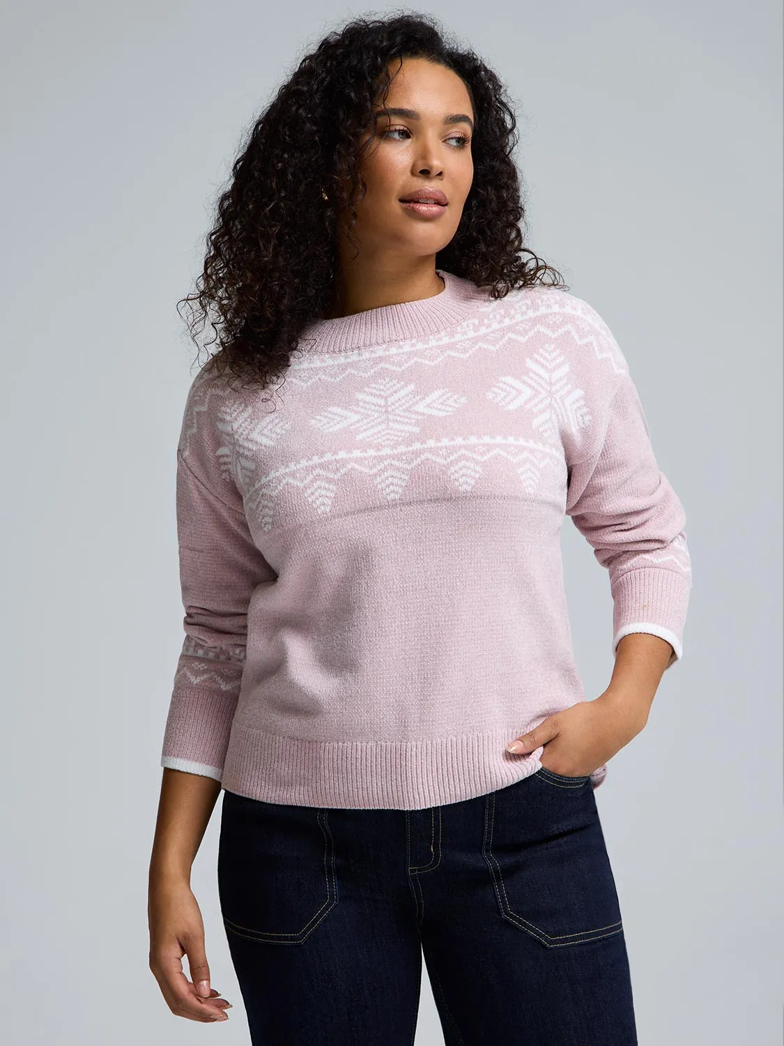 Fair Isle Mock Neck Chenille Sweater sold by Suzy Shier product image thumbnail 4