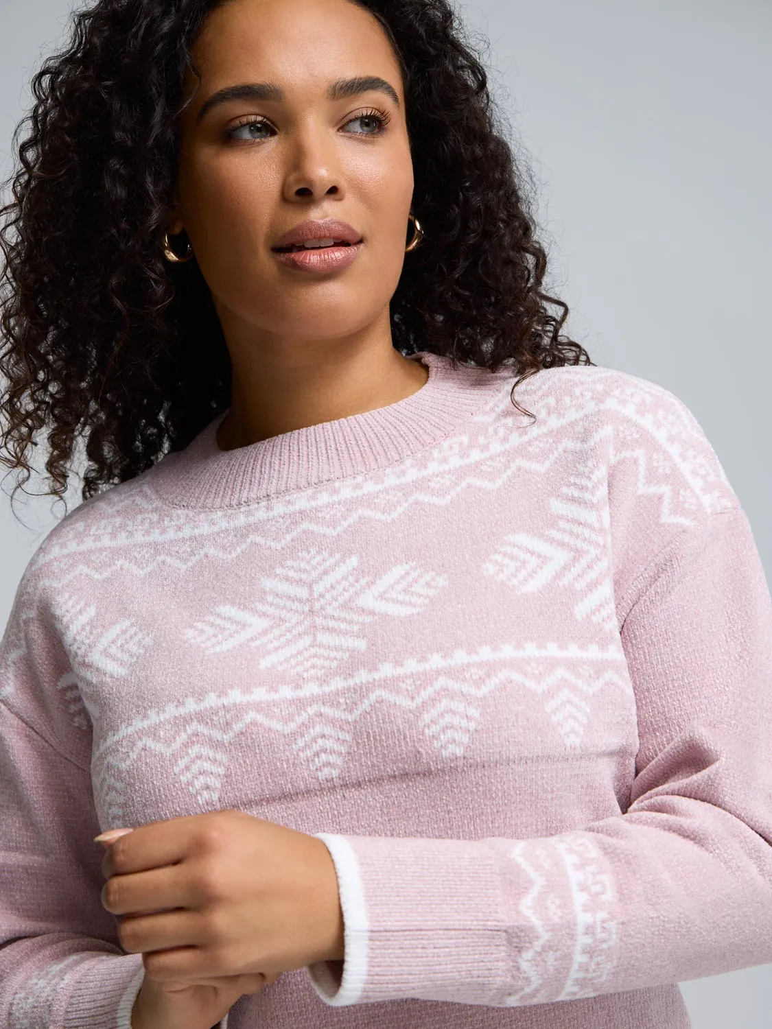 Fair Isle Mock Neck Chenille Sweater sold by Suzy Shier product image thumbnail 2