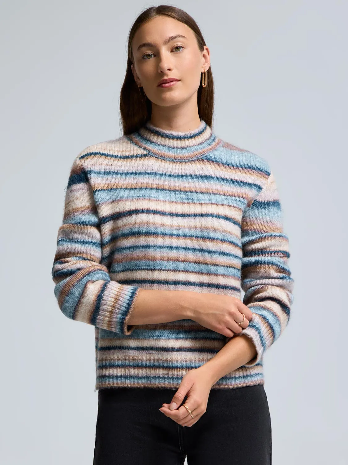 Striped Mock Neck Sweater sold by Suzy Shier product image thumbnail 3