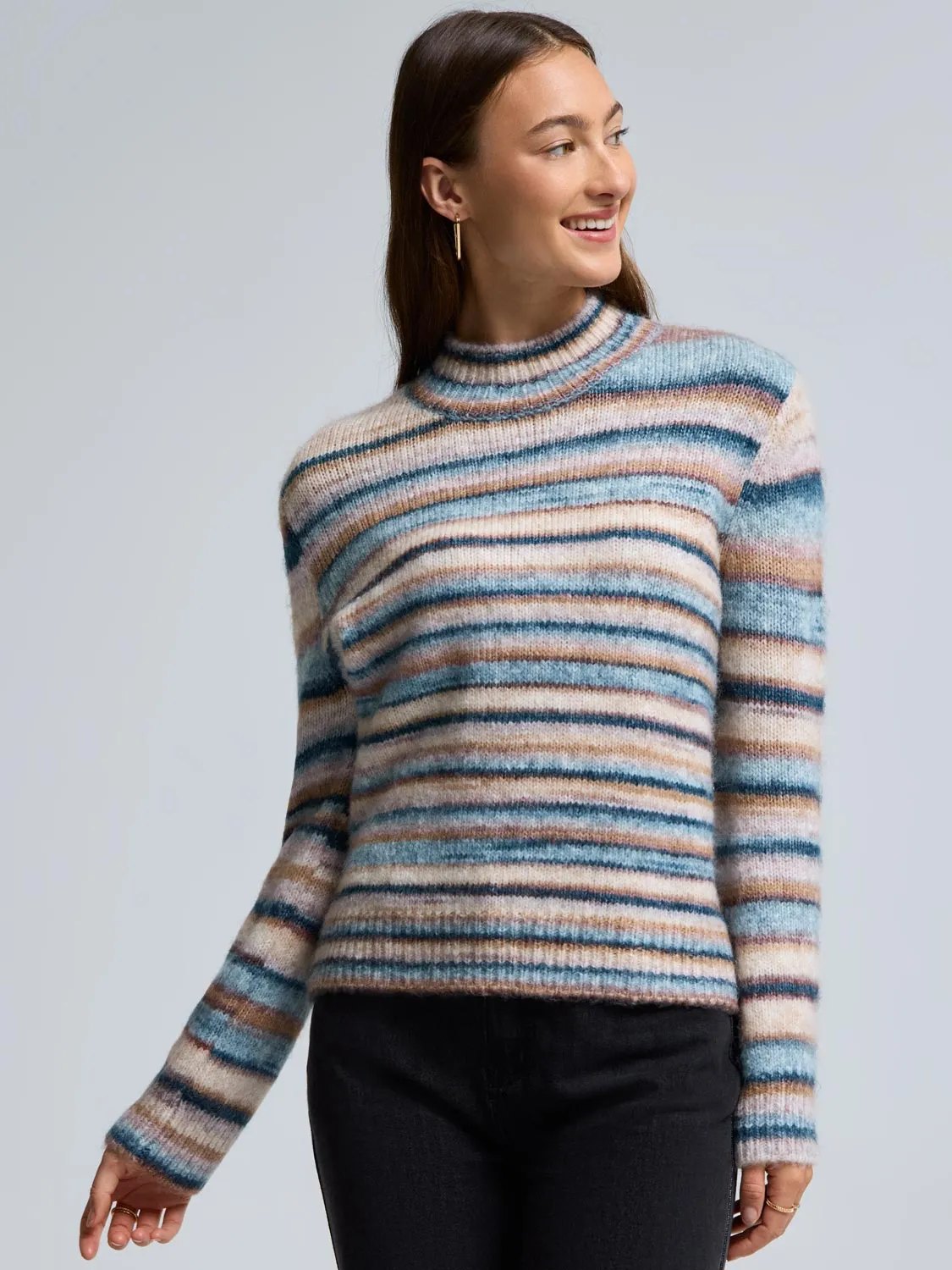 Striped Mock Neck Sweater sold by Suzy Shier product image thumbnail 2