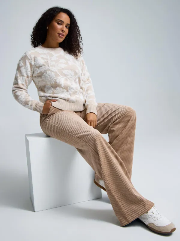 Floral Jacquard Fuzzy Sweater sold by Suzy Shier