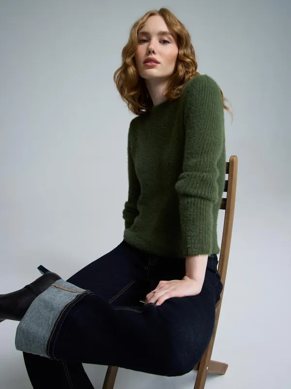 Fuzzy Crew Neck Sweater sold by Suzy Shier