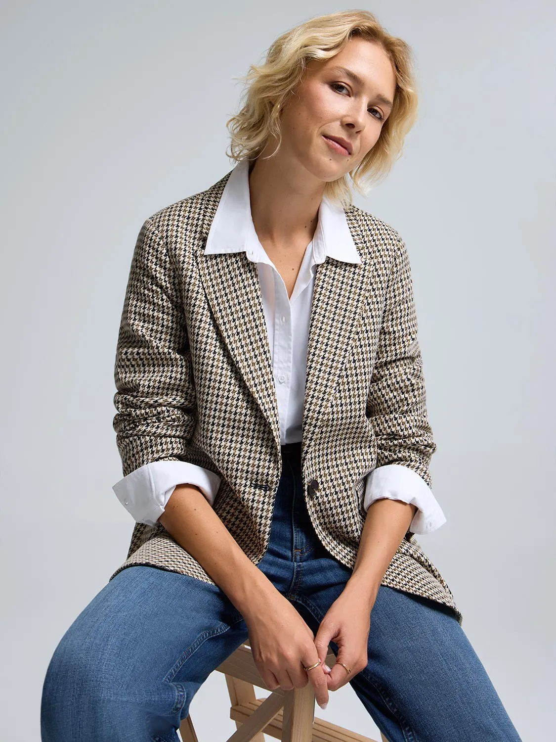 Faux Suede Elbow Patch Blazer sold by Suzy Shier