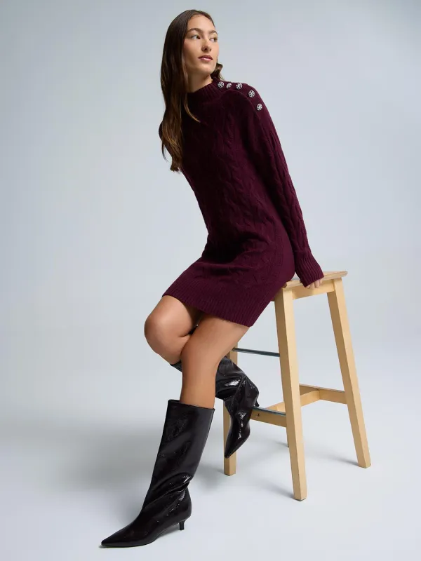 Mock Neck Cable Knit Sweater Dress sold by Suzy Shier