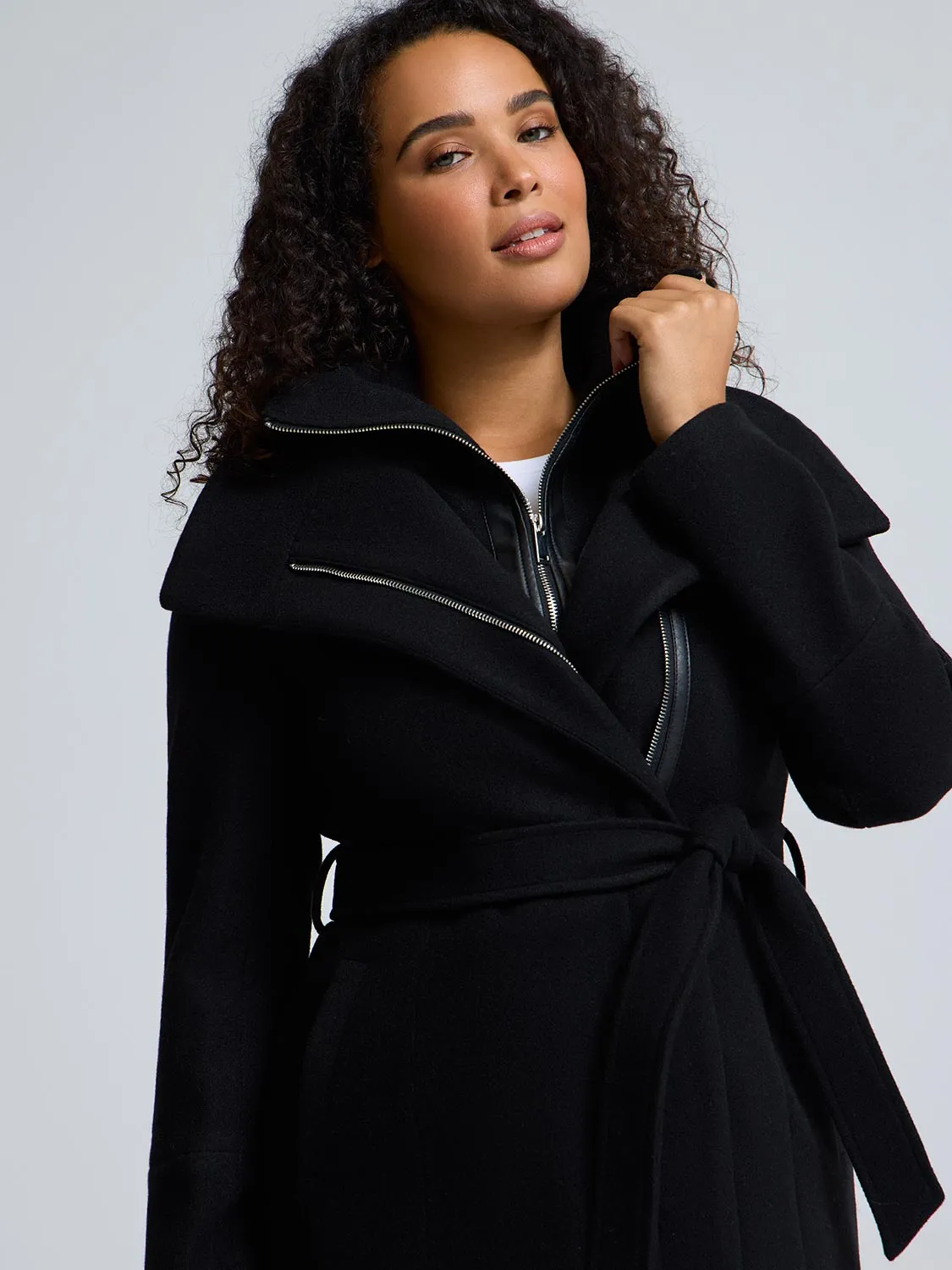 Double-Collar-Faux-Wool-Coat sold by Suzy Shier product image thumbnail 4