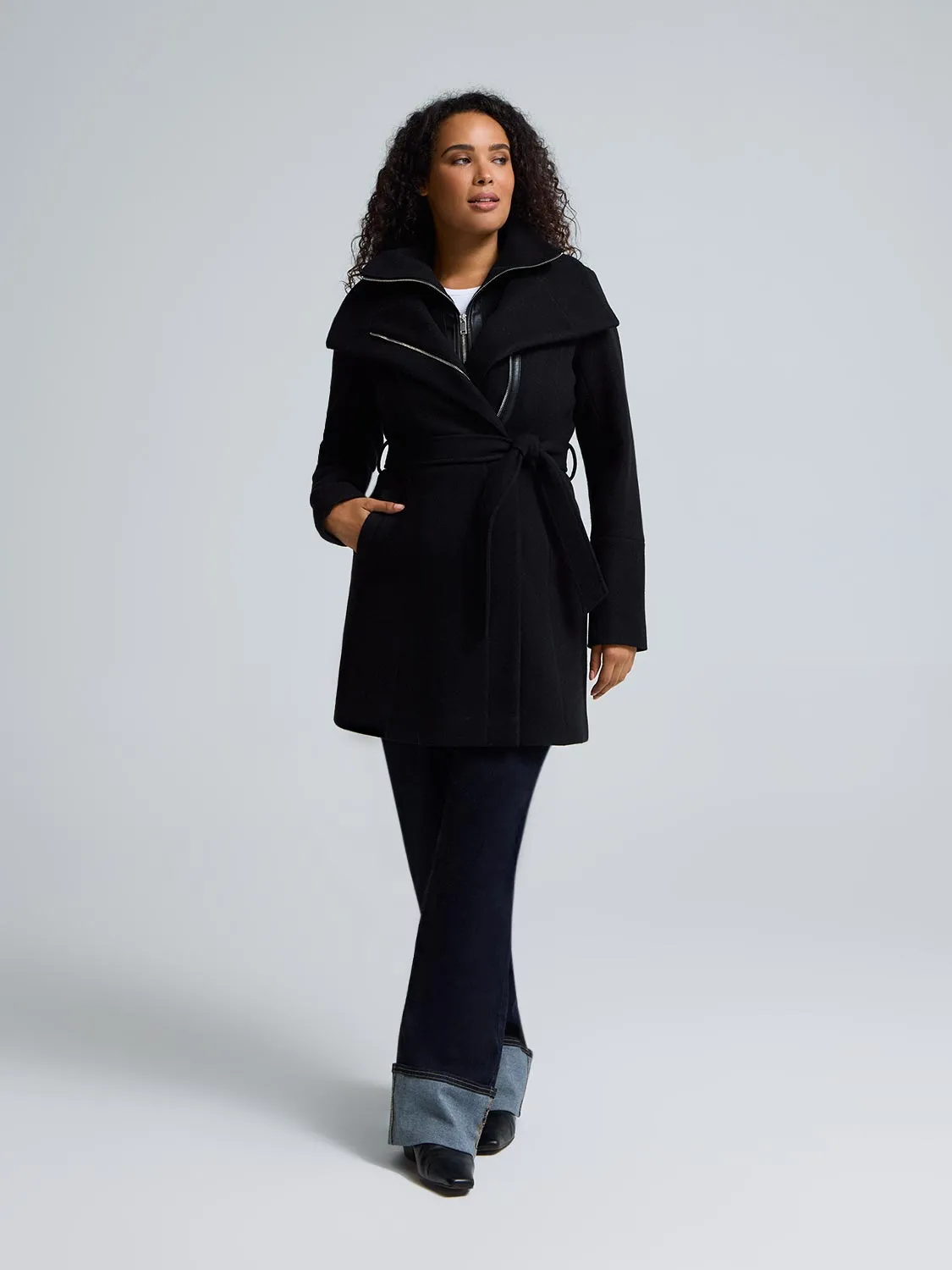 Double-Collar-Faux-Wool-Coat sold by Suzy Shier product image thumbnail 3