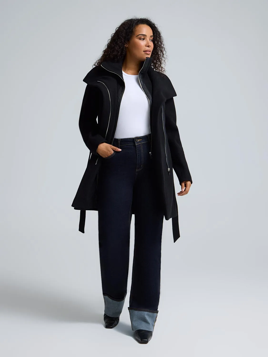 Double-Collar-Faux-Wool-Coat sold by Suzy Shier product image thumbnail 2