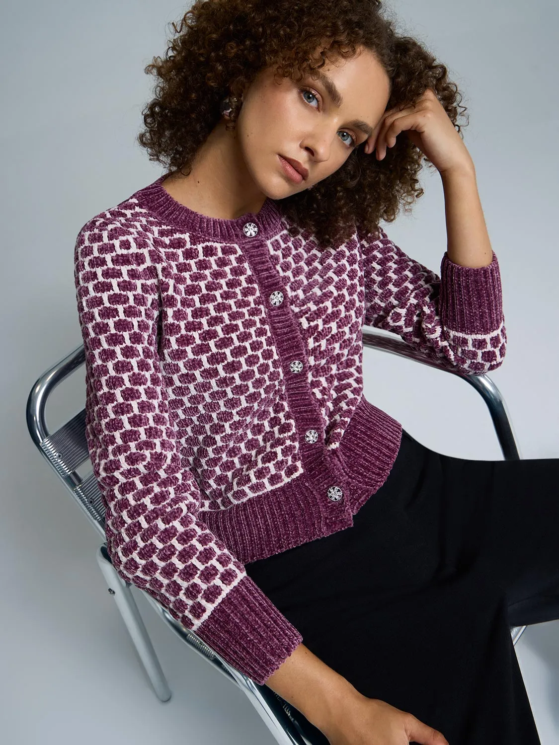 Chenille Jacquard Cardigan sold by Suzy Shier product image thumbnail 5