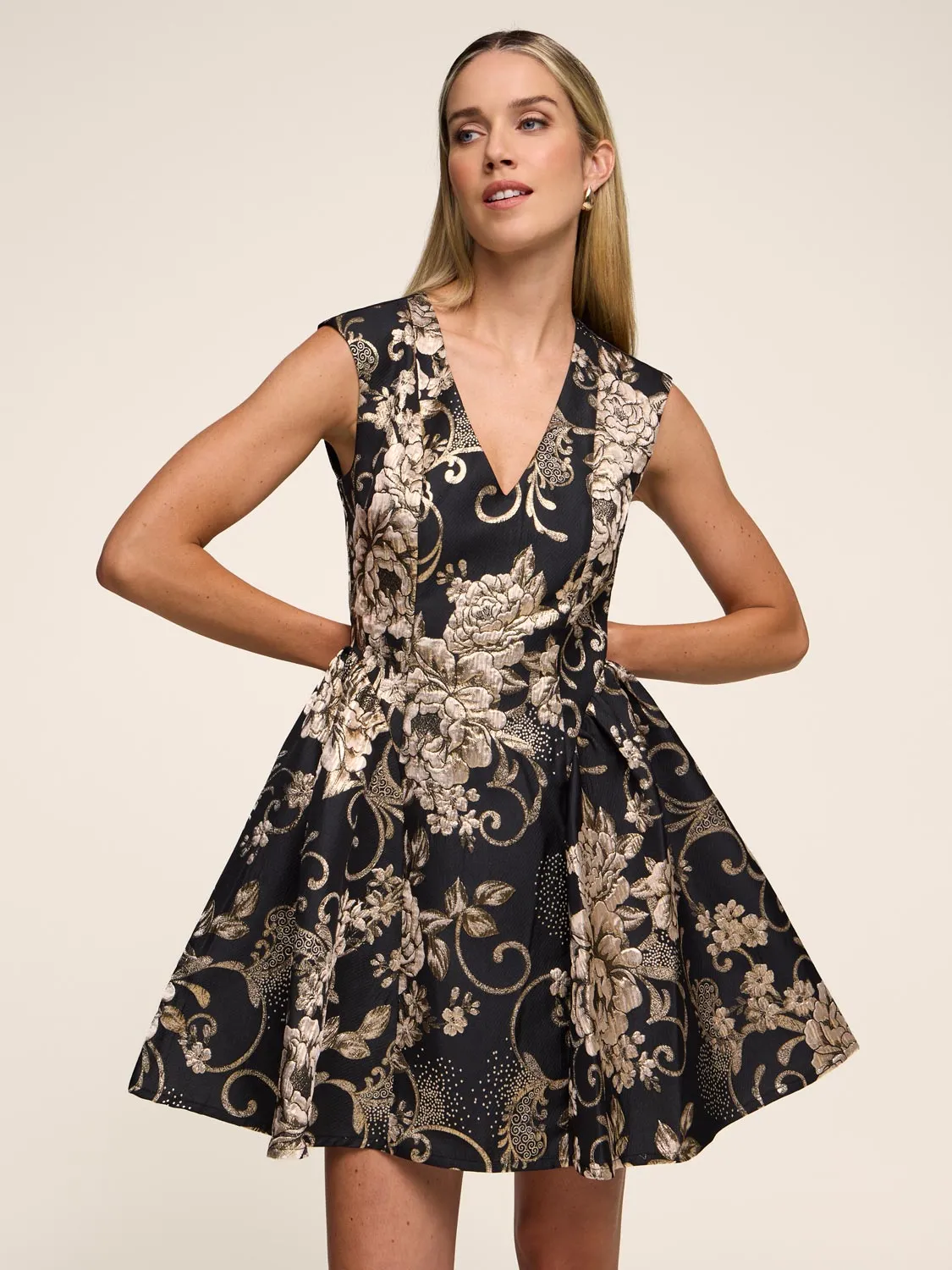 Metallic Floral Jacquard Mini Dress sold by Suzy Shier product image thumbnail 3