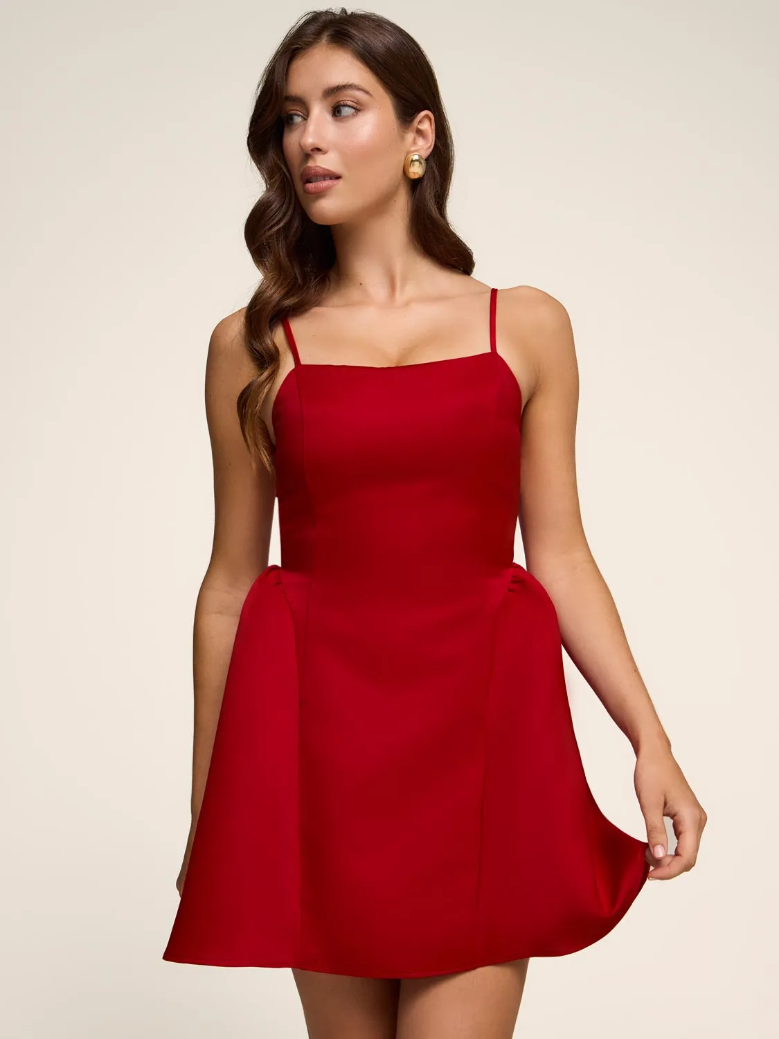 Satin Mini Dress With Flared Skirt sold by Suzy Shier product image thumbnail 2