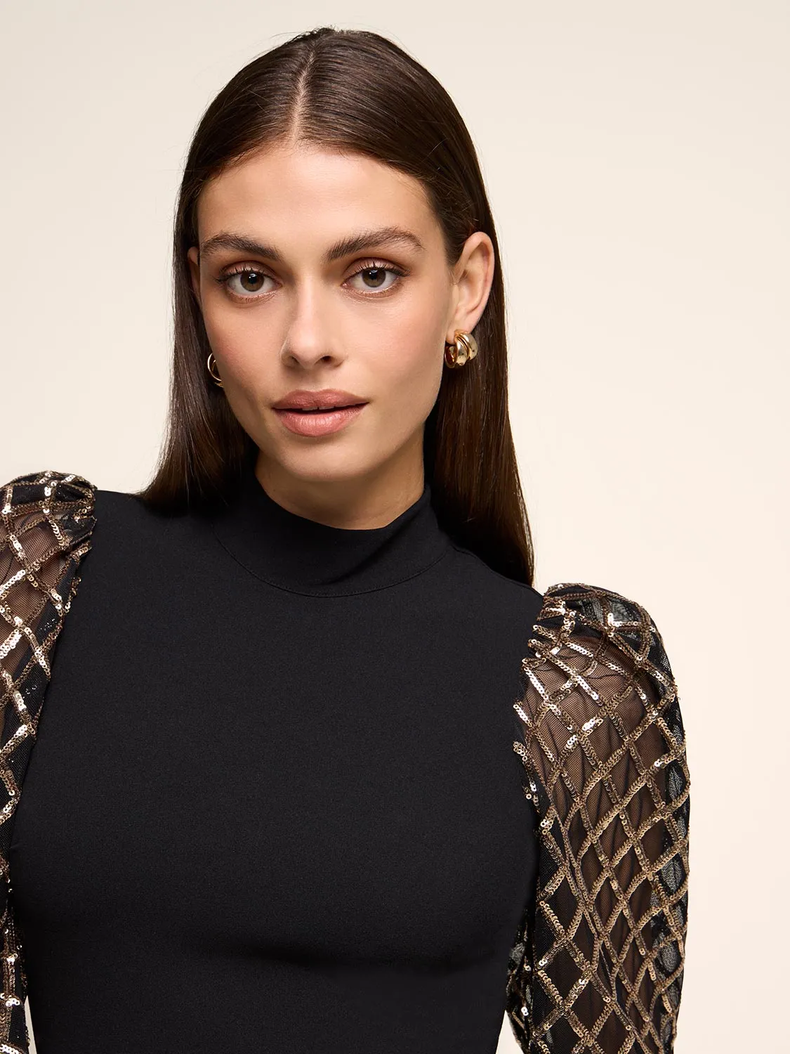 Mini Dress With Sequin Long Sleeves sold by Suzy Shier product image thumbnail 4